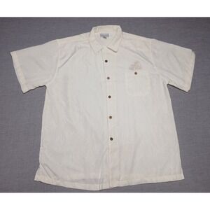 Passion Las Vegas Men’s Short Sleeve Shirt Ivory 2XL Palm Print Casual Top